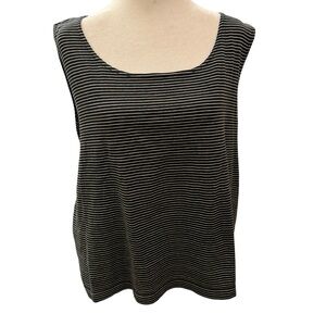 Vintage Ellen Tracy Black/White Striped Knit Tank. 2X. GUC